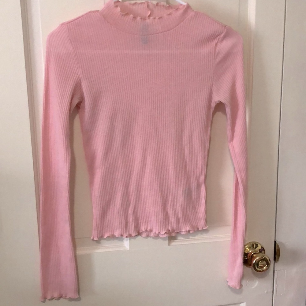 Ribbed knit longsleeve turtle mock neck